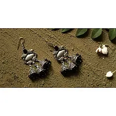 धरा ✽ Antique Finish White Metal ✽ Earring { 4 }